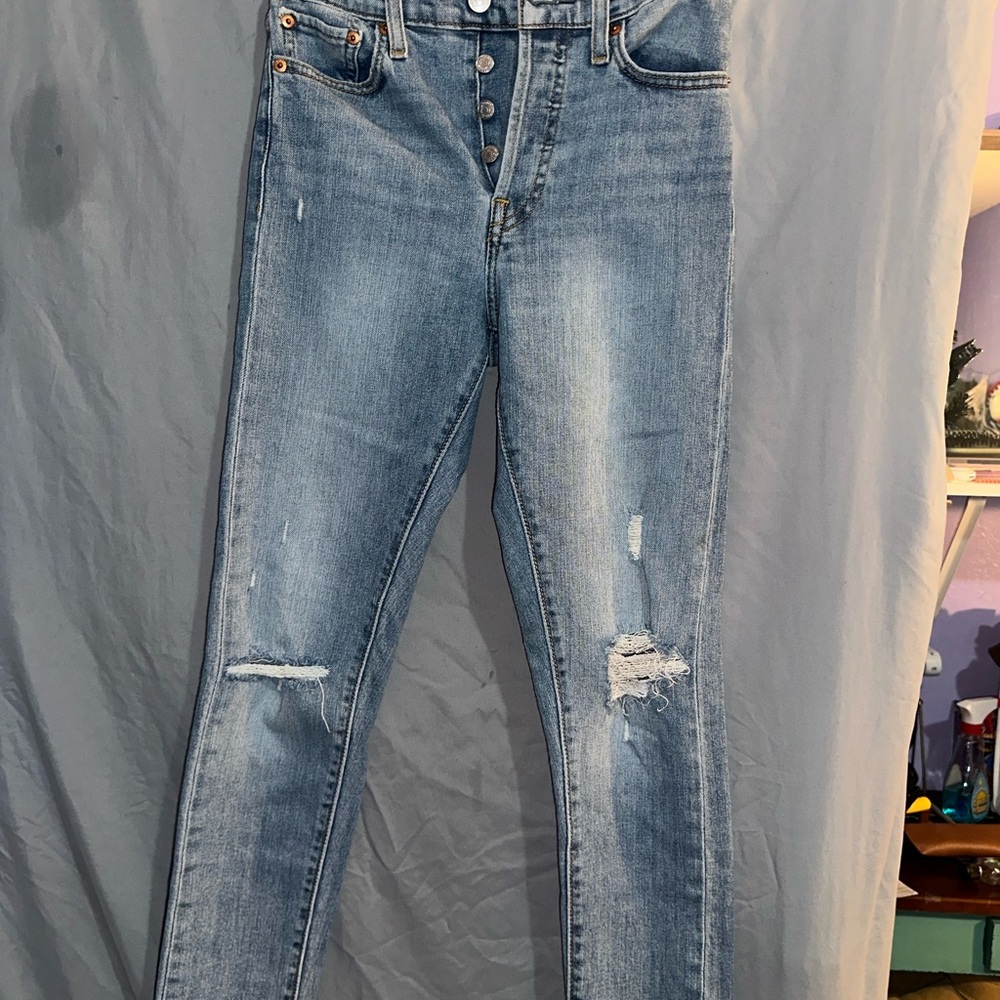 Levi's Distressed Denim Ankle Jeans